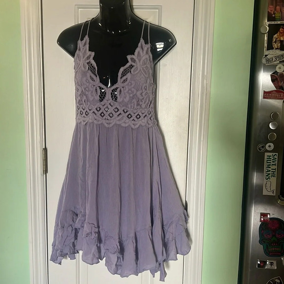 Free People Adella Slip Dress Cloudy Lavender Size Lg #Fairycore#Romantic - Picture 1 of 6